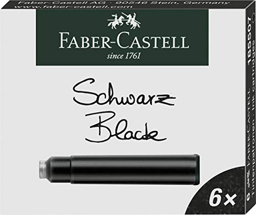 Faber-Castell – Vaso de tinta, color Negro Tintenpatrone Standard 6er