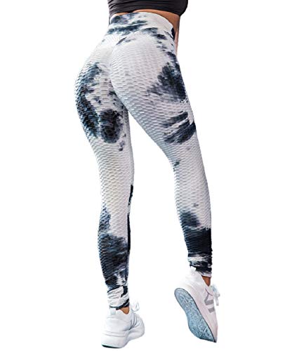 Voqeen Pantalones de Adelgazantes Mujer Leggins Reductores Adelgazantes Leggings Pantalones de Yoga Tie-Dye Anticeluliticos Cintura Alta Mallas Fitness Push Up para Deporte Mallas Pantalones