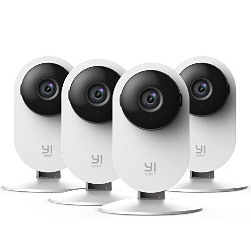 YI Cámara Vigilancia, Cámara IP WiFi 1080p Sistema de Seguridad de Full HD, Detección de Movimiento, Visión Nocturna, Audio de 2 Vias y Nube con App para iOS y Android 4 Piezas
