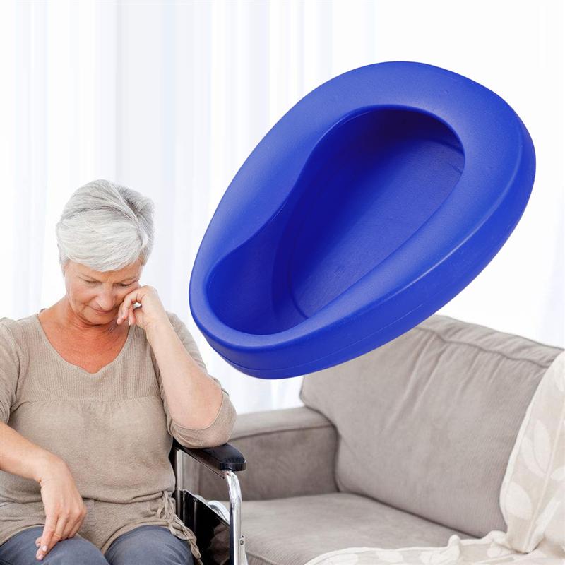 Sartén de cama gruesa para el cuidado de los ancianos, taza de baño de plástico (azul)