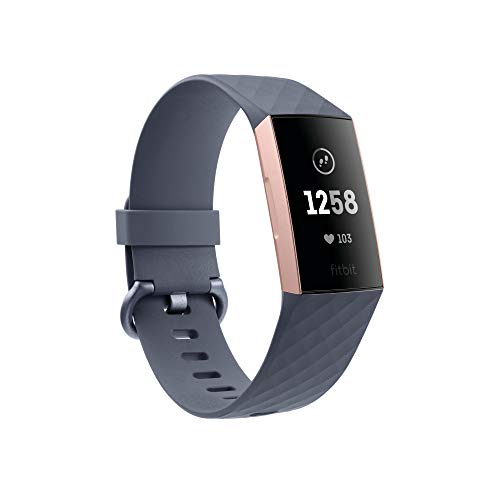 Fitbit Charge 3 Pulsera Avanzada de Salud y Actividad física, Unisex-Adult, Gris Azulado/Aluminio Color Oro Rosa, Talla Unico