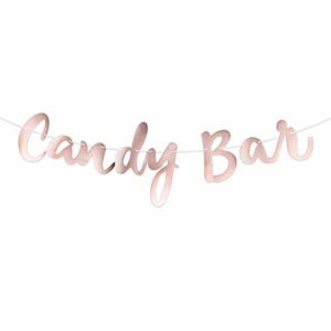Guirnalda Banner Candy Bar Banderines Papel Decoración Fiesta Boda Bautizo Comunión Oro Rosa