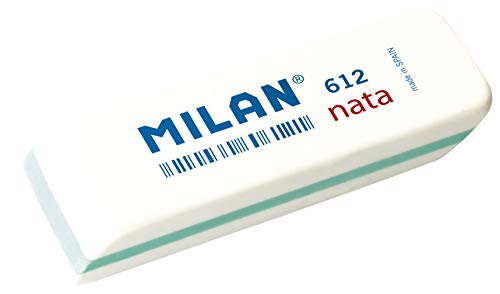 Milan 612 – Goma de borrar, color blanco, Caja 12 Unidades, blanco
