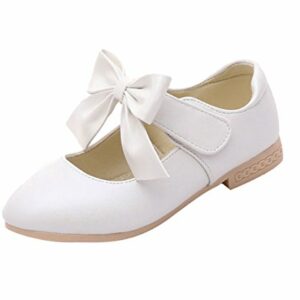 La Vogue Zapatos Zapatilla con Lazo para Niña Princesa Fiesta Blanco Talla 36