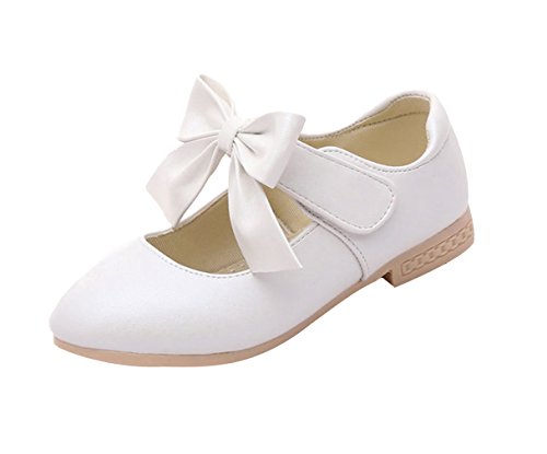 La Vogue Zapatos Zapatilla con Lazo para Niña Princesa Fiesta Blanco Talla 36