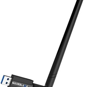 Maxesla WiFi Adaptador AC 1200Mbps USB WiFi Receptor Dual Band 2.4G/5GHz, WiFi Antena para PC Desktop Laptop Tablet, Soporta Windows XP/Vista/7/8/10, Mac OS X (WiFi USB 5dBi)