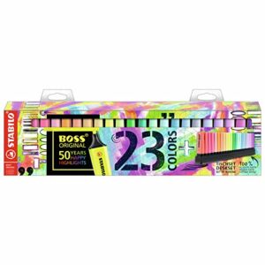 Marcador STABILO BOSS ORIGINAL - Set de mesa edición 50 aniversario con 23 colores (9 fluorescentes y 14 pastel)