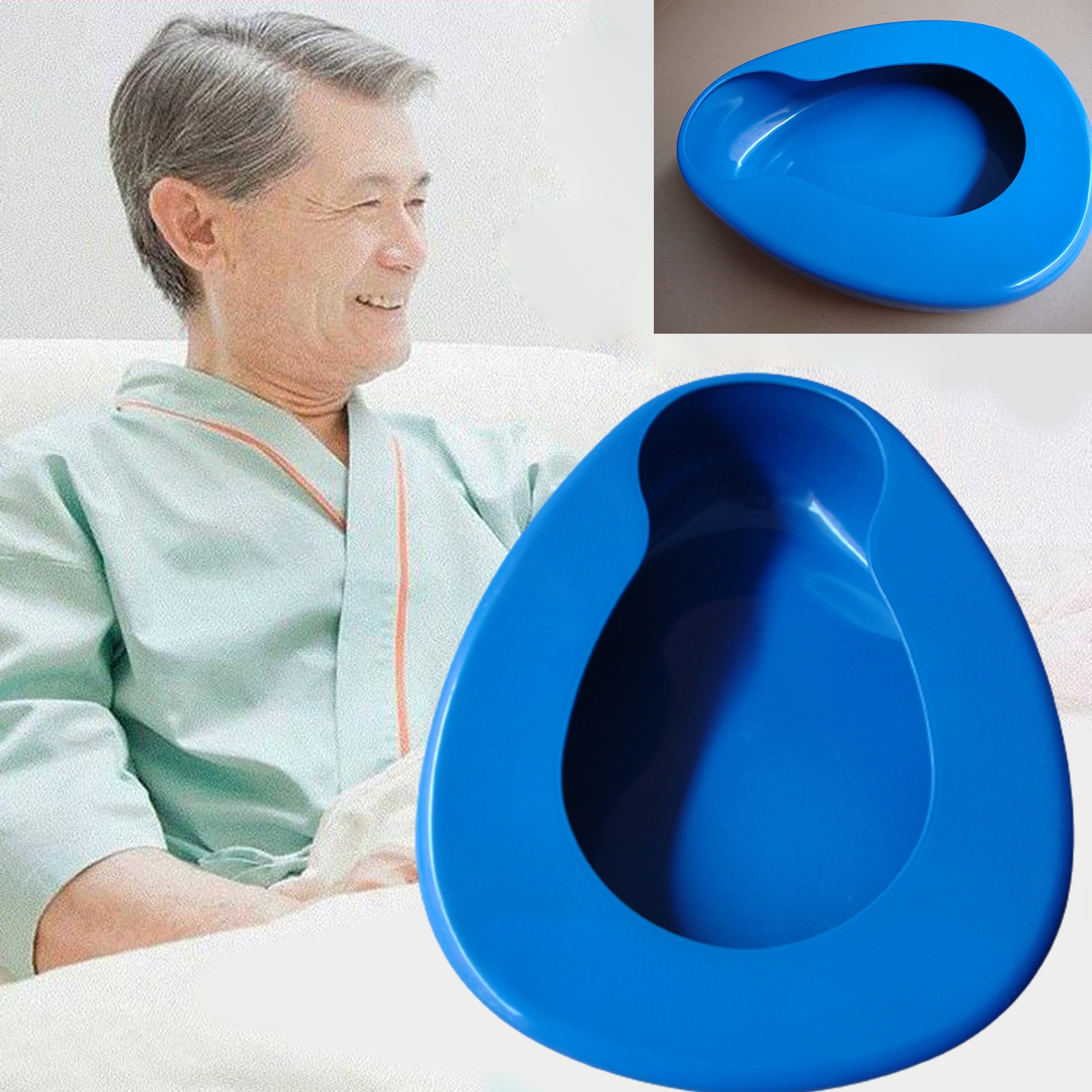 Colcha de plástico azul anticontorneada, asiento para orinal para uso diario de pacientes en cama, Ayuda de incontinencia, gruesa, cuidado de ancianos