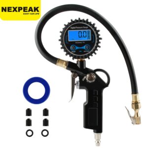 NEXPEAK-Manómetro Digital para inflar neumáticos de coche, medidor de presión de aire, pantalla LCD, retroiluminación LED, monitor de inflado