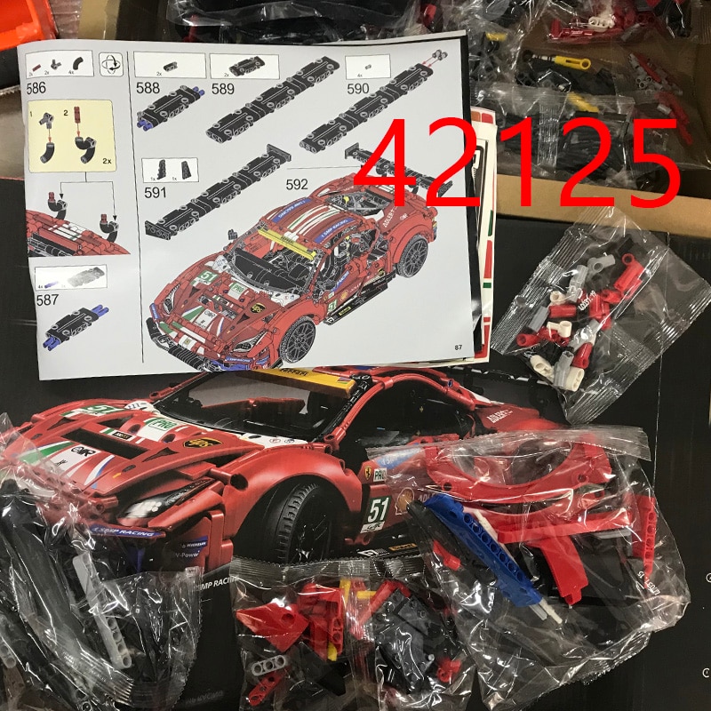 MOC-modelo de carreras Super Red GTE 488, coche de bloques de construcción, juguete para niños, regalos de cumpleaños, Colección 2021