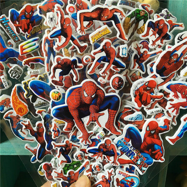 6 uds Marvel pegatinas de Spiderman para niños lindos pegatinas de Anime de dibujos animados 3D pegatinas niñas niño pegatinas