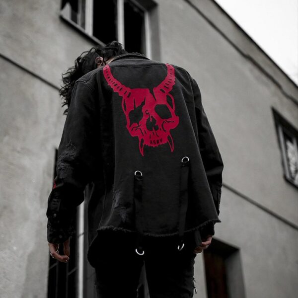 2020 Harajuku gótico demonio cazador cráneo denim chaqueta hombres chaqueta punk Rock sudadera heavy metal camiseta tirantes agujero streetwear