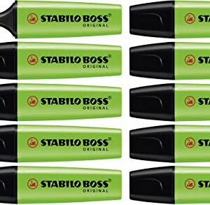 Marcador fluorescente STABILO BOSS ORIGINAL - Caja con 10 unidades - Color verde
