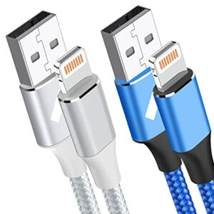 Aioneus Cables Cargador iPhone 2M Blanco y 0.5 M Azul Cable iPhone,[Certificado MFi] Cable Lightning Carga Rápida para iPhone 12 Pro Max/12 Mini/SE 2020/11/X/Xr/8/8 Plus/7/7 Plus/6/5/5S/5C, iPad,iPod