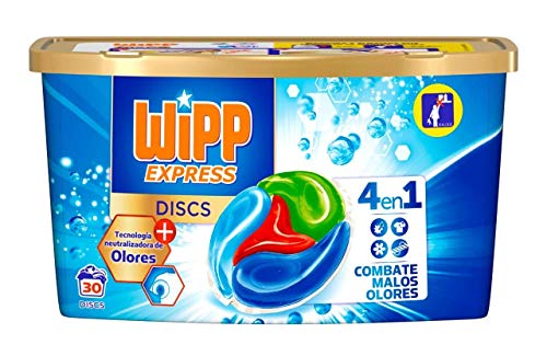Wipp Express Detergente en Cápsulas Antiolores – 30 Discos, 300 Gramos
