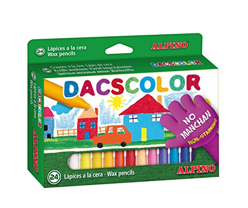 Ceras Dacs 24 colores Alpino – Ceras para Niños – Caja de Ceras de Colores para Material Escolar – Semiblandas, No Manchan, Resistentes, Colores Vivos, Forma Circular 12mm (DC050295)