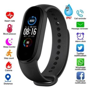 M5-reloj inteligente para hombre y mujer, pulsera deportiva con Monitor de ritmo cardíaco y presión arterial, podómetro
