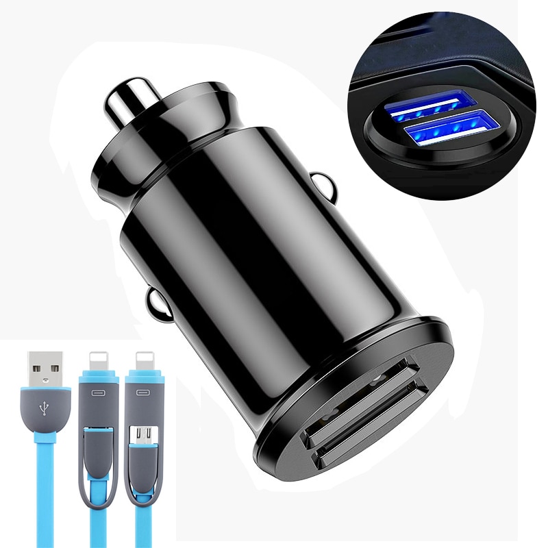 Mini adaptador de cargador USB Dual para coche, cargador Mini USB 3.4A para coche, carga rápida para tableta, teléfono móvil, GPS, para Samsung, iPhone 12-24V