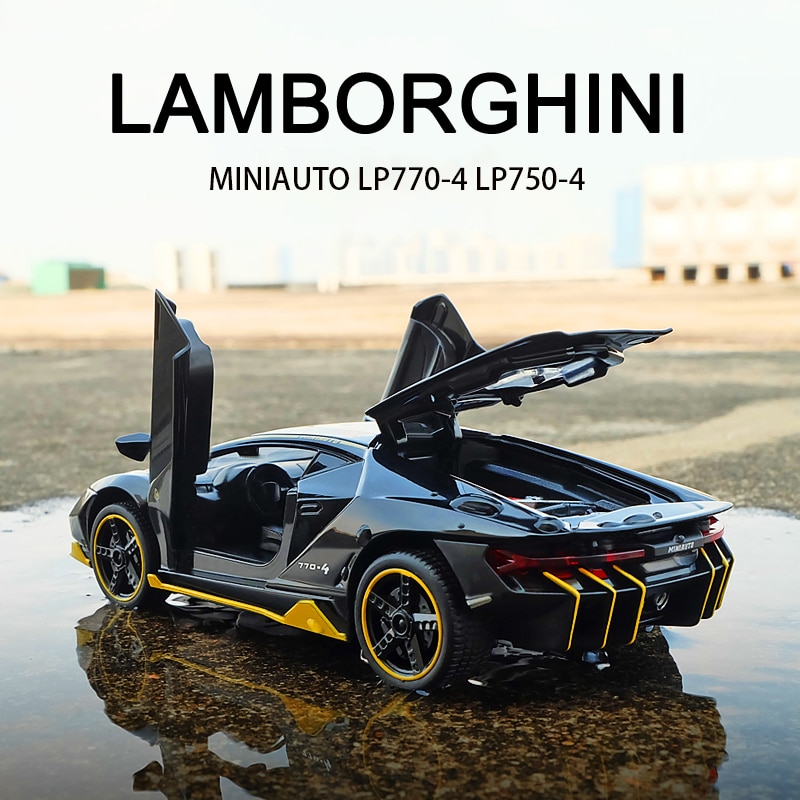 Lamborghinis-modelo de coche deportivo de aleación LP770 750, 1:32, sonido fundido a presión, cola de elevación de supercarreras, regalo para niños