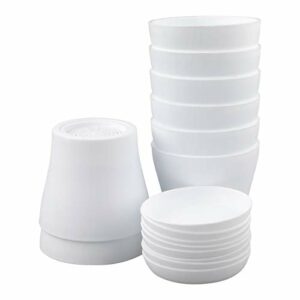 KINGLAKE 8 macetas de plástico de 4 pulgadas pequeñas de color blanco, macetas de plantas de interior para oficina y escritorio con bandejas/paletas