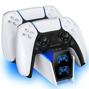 OIVO Cargador Mando PS5, 2H Rápido Base de Carga para Playstation 5 DualSense, Estación de Carga Mando PS5 con 2 Tipos de Cable