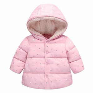 Vine Niños bebé con capucha de Down algodón acolchado chaqueta de invierno de las muchachas Wadded Capa Caliente Traje para la nieve acolchado de abrigo para 90cm / 12 Para Rosa, Rosa