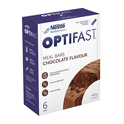 OPTIFAST Barritas Chocolate. Estuche de 6 barritas de 65g cada una, sustitutivas de la comida para control de peso