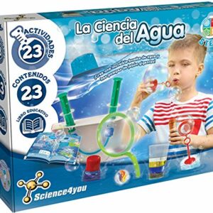 Science4you La Ciencia del Agua para niños 6+ años - Kit Cientifico con 23 Actividades y Experimentos: Haz Pompas de Jabon Gigantes, Juegos Educativos para Niños y Niñas 6+ Años