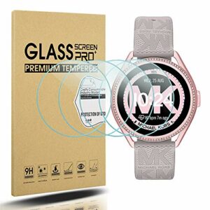 Diruite 4 Pack Compatible con Michael Kors Women's MKGO Gen 5E 44mm Cristal Templado Protector Pantalla,HD Film 9H Dureza Transparente Antiarañazos