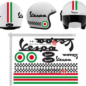 Pegatinas de Casco para GamesMonkey, Kit de Casco para Vespa Rosso ROT Italia helma Viny, negro pulido