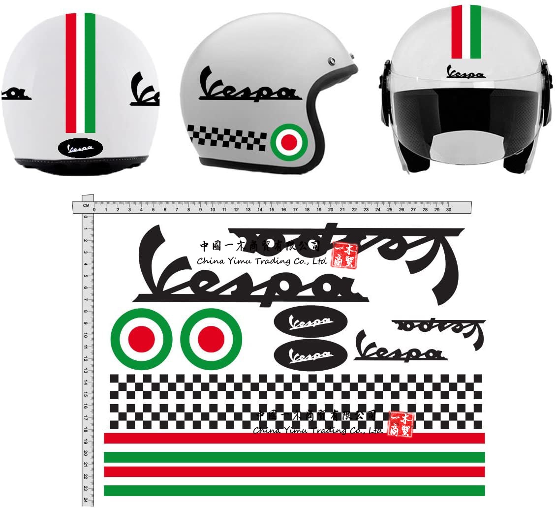 Pegatinas de Casco para GamesMonkey, Kit de Casco para Vespa Rosso ROT Italia helma Viny, negro pulido