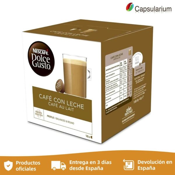 Café con leche 16U. Dolce Gusto. Capsulas de cafe nespresso. Cafe au lait 16 cápsulas Originales en caja  - Capsularium
