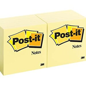 Post-it 654 Canary Yellow Notas Adhesivas Bloc notas, 100 hojas/bloc en packs de 12 blocs