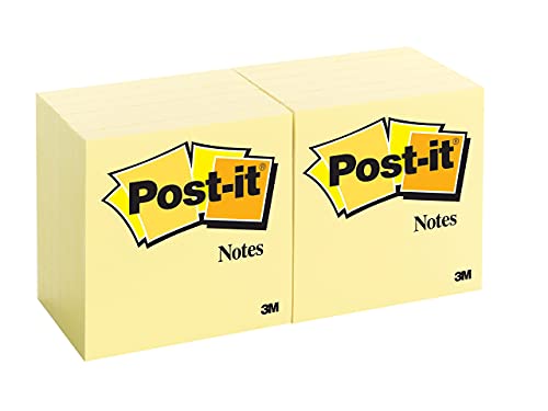Post-it 654 Canary Yellow Notas Adhesivas Bloc notas, 100 hojas/bloc en packs de 12 blocs