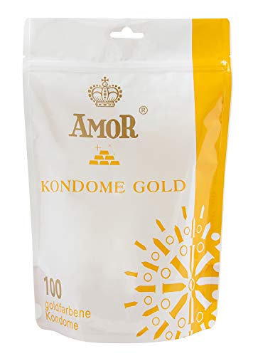 AMOR"Gold" 100 Preservativos De Naturales Para Una Sensación Auténtica, Real Y Extra Húmeda (Testados En Alemania)