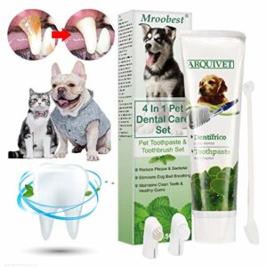 Pasta Dental Perros, Dog Toothpaste, Cepillo de Dientes para Perro, Cuidado Dental para Perros y Gatos, Mejorar la Higiene Oral Previene la Enfermedad de Las Encías y la Placa, Refrescar el Aliento