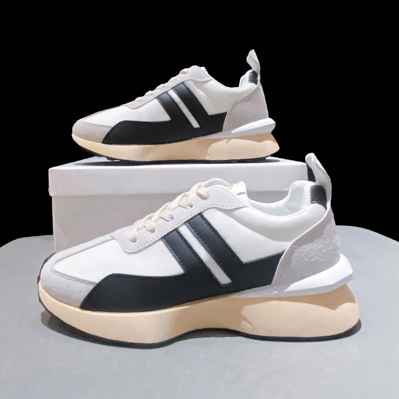 Zapatos informales de suela gruesa para Mujer, Zapatillas con cordones de Color mixto, tenis para caminar al aire libre, Otoño, 2021