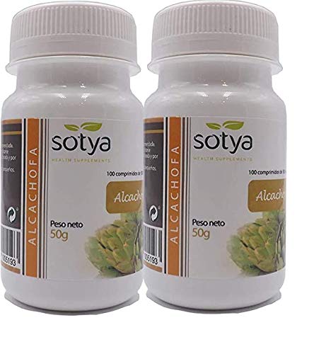 Alcachofa 500 mg 200 comprimidos (dos botes 100 + 100), Detox, depurativo Higado, diurético, quema grasa, ayuda al control del peso, bueno para la salud digestiva. Calidad SOTYA.