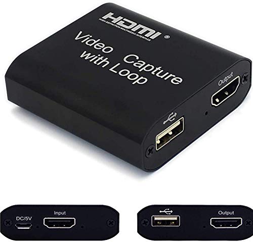 Elikliv Tarjeta de Captura de Vídeo HDMI a USB 2.0 4K HD 1080P, Dispositivo de Transmisión en Tiempo Real con Loop out para Nintendo Switch PS3 PS4 Xbox One
