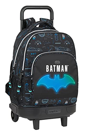 Safta Mochila Escolar con Carro Incluido y Espalda Acolchada de Batman Bat-Tech, 330x220x450 mm, Negro