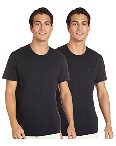 BOSS T-Shirt RN 2p Co Camiseta, Negro (Black 1), Large (Pack de 2) para Hombre