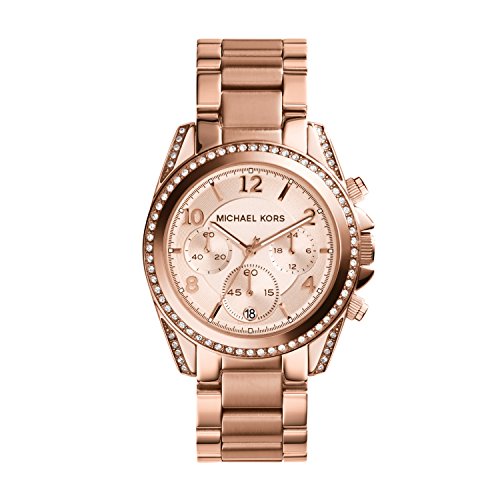Michael Kors Reloj para Mujer BLAIR, Caja de 39 mm, Movimiento Cronógrafo de Cuarzo, Correa de Acero Inoxidable, Oro Rosa