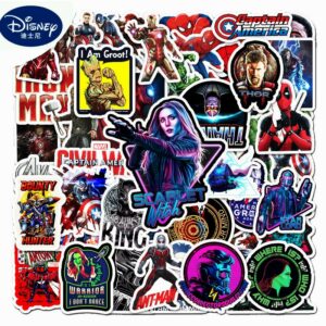 Pegatinas de Disney Marvel para niños, 10/30/52 Uds., pegatina de Avengers Anime, portátil, guitarra, equipaje, monopatín, impermeable, grafiti, pegatinas de juguete para niños