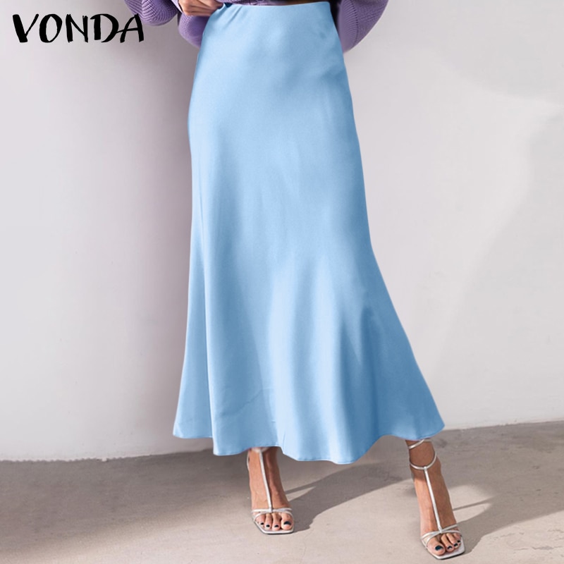 VONDA-falda De oficina para Mujer, Falda larga De cintura alta, elegante, para fiesta, 2021