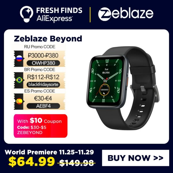 Zeblaze-reloj inteligente Beyond con GPS, dispositivo resistente al agua hasta 5 ATM, con Pantalla AMOLED, 40 días de batería, para Android e iOS, nuevo