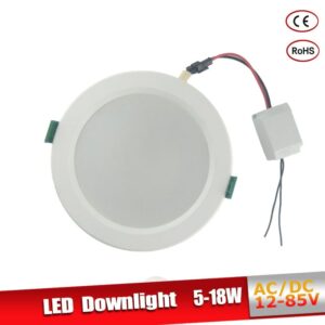 Luz descendente Led redonda de techo, Bombillas de aluminio de 18W, 15W, 12W, 9W, CA/CC de 12V y 24V, rejilla empotrada de 36V y 50V