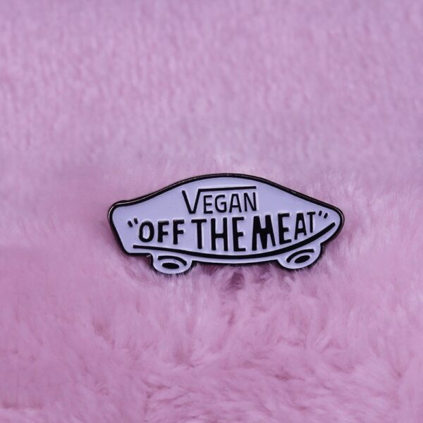 Vegan Off the Meat Pin esmalte blanco Vans Off the Wall Skater, Punk, Vegano