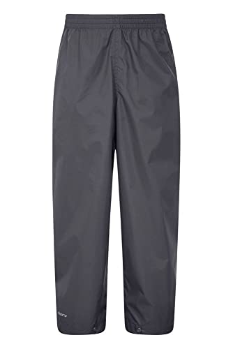 Mountain Warehouse Protectores impermeables para niños Pakka - Pantalón con costuras selladas - Tobillo ajustable - Pantalones plegables para lluvia - Para la escuela Negro 2-3 Años