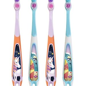 Jordan* | Step 3 | Cepillo de dientes para niños de 6 a 9 años | Cepillo de dientes para niños con cerdas suaves, mango ergonómico doble y sin BPA | Color azul y rosa | Pack de 4 unidades