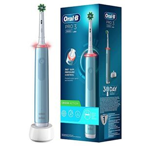 Oral-B Pro 3 3000 CrossAction Cepillo de dientes eléctrico con 3 modos de cepillado y control visual de la presión de 360 ° para el cuidado dental, azul